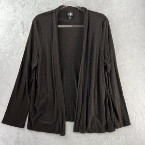 Eileen Fisher Cardigan Womens Large Brown Open Front Viscose Knit
